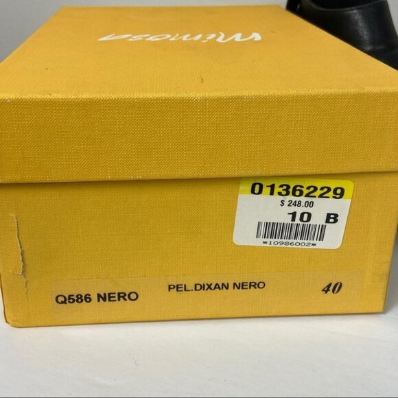 Mimosa Black Leather Peep Toe Ankle Boots Ankle Cut Out Booties Strap Block Heel - Picture 14 of 15